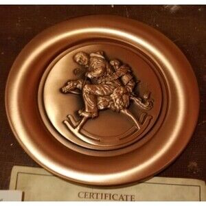 1978 Norman Rockwell The Christmas Gift Metal Arts Copper Collectors Plate w/CoA